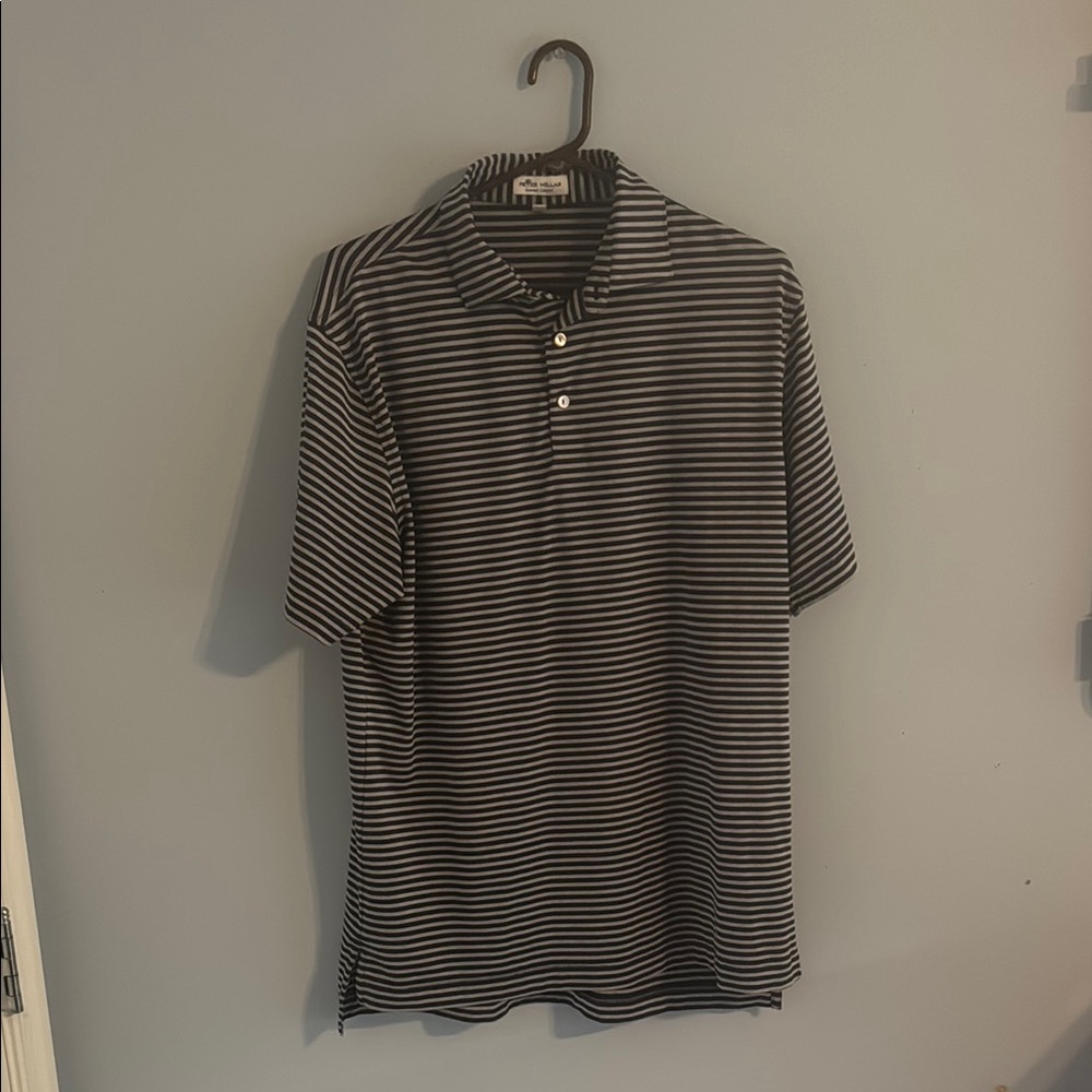 Peter Millar Black and White Polo Shirt Classic Stripes